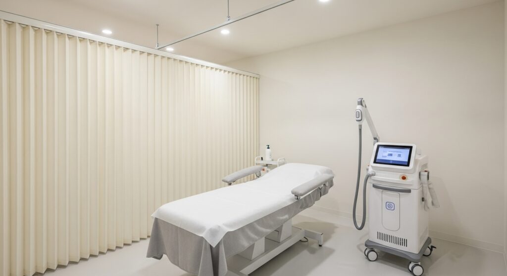 Beard hair removal treatment room