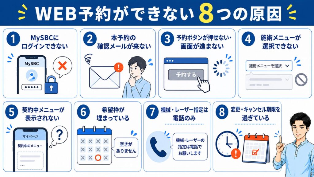 WEB予約ができない8つの原因と対処法のイメージ画像