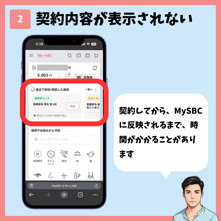 契約内容がMySBCに反映されるまで時間がかかることを示す画面