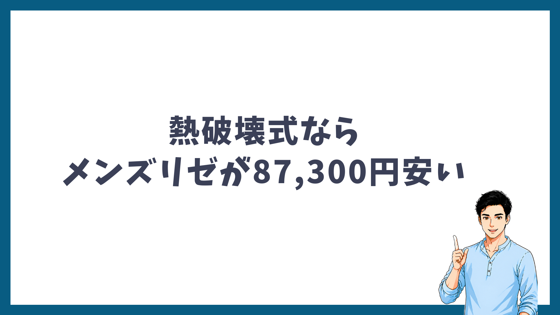 熱破壊式で比べるとメンズリゼが87,300円安いことを示す見出し画像