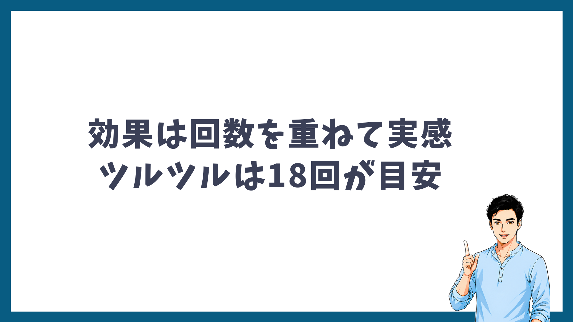 ヒゲ脱毛の効果は回数を重ねて実感でき、ツルツルは18回が目安であることを示す見出し画像