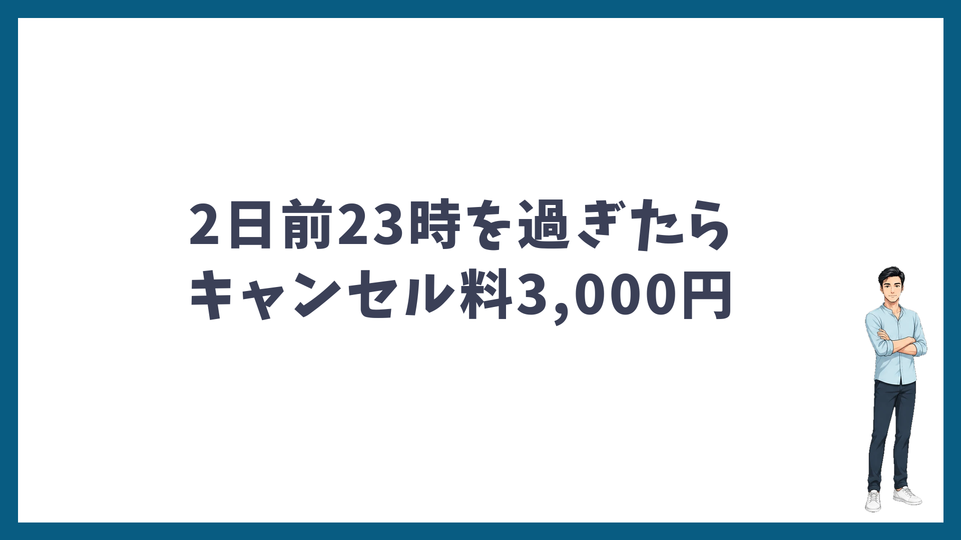 予約の2日前の23時を過ぎたらキャンセル料3,000円